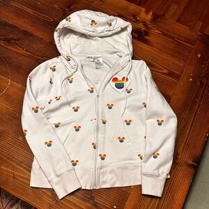 Disney White Hoodie with Rainbow Mickey Design